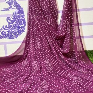 Bandhini Georgette sarees with thread lace border