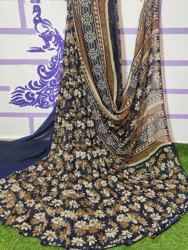 Georgette sarees with thread lace border