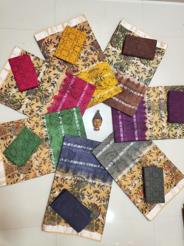 silver stripes cotton with kalamkari prints-design 1 - Image 6