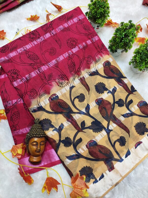 silver stripes cotton with kalamkari prints-design 3 - Image 6