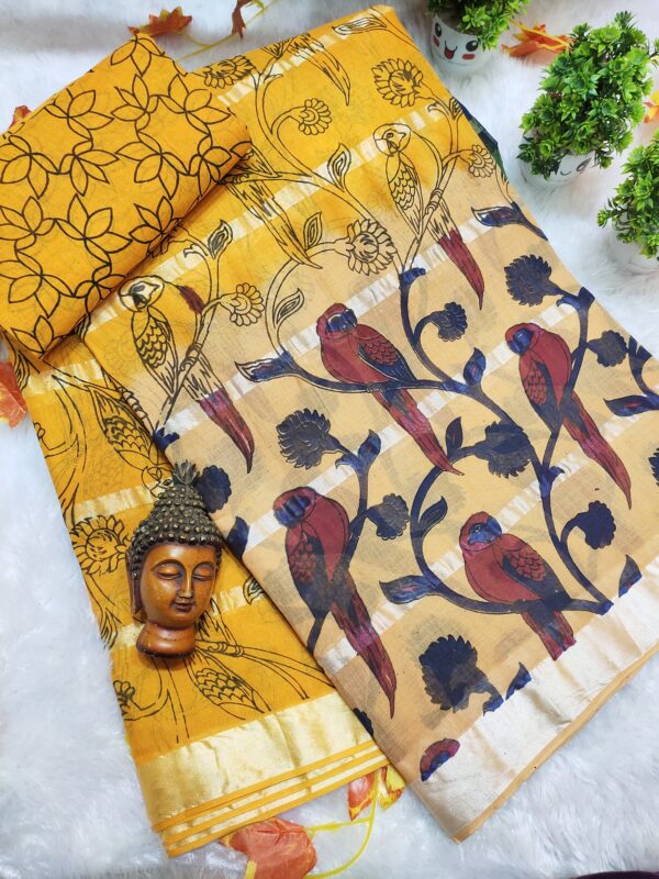 silver stripes cotton with kalamkari prints-design 3 - Image 4