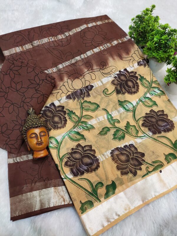 silver stripes cotton with kalamkari prints-design 2 - Image 6