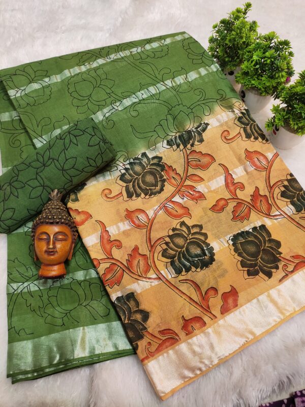 silver stripes cotton with kalamkari prints-design 2 - Image 8