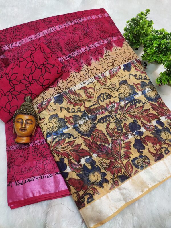 silver stripes cotton with kalamkari prints-design 4 - Image 3
