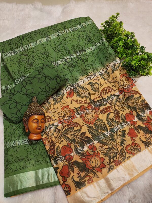 silver stripes cotton with kalamkari prints-design 4 - Image 7