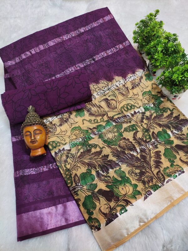 silver stripes cotton with kalamkari prints-design 4 - Image 5