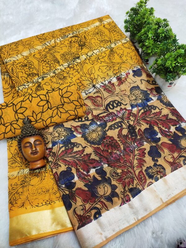 silver stripes cotton with kalamkari prints-design 4 - Image 6